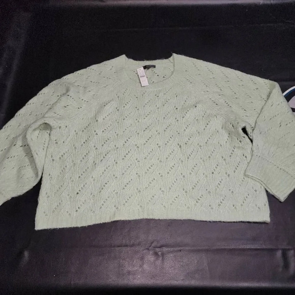 NWT J Crew Womens Mint Green Pointelle Crewneck Sweater 3X - Picture 1 of 4